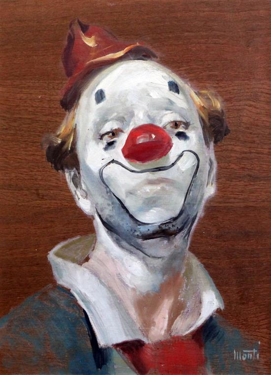 Cesarino Monti (1916-1979) Portrait of a clown, Nino Ponti 15.5 x 11.5in.